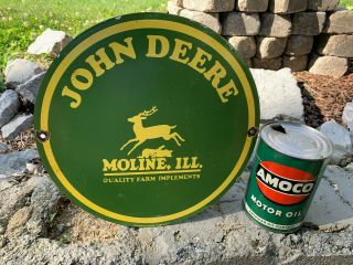 " John Deere " Heavy Porcelain Sign,  (12 " Inch),  Sign