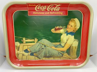 Authentic Vintage Coca Cola Tray 1940 - Sailor Girl Bold Colors Low Wear