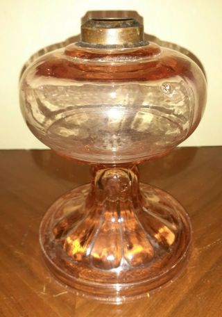 Vintage Pink Depression Glass Oil Lamp 8 1/2 Tall 1 1/4 Burner Collar