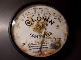 Vintage Clown Cigarettes Advertising Thermometer 9 "