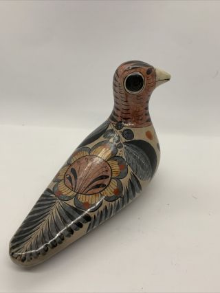 Tonala Mexican Pottery Folk Art Bird Figure Hand Painted Vintage Unsigned