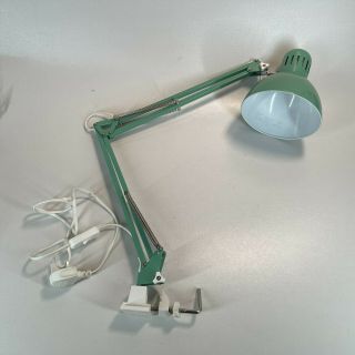 Vintage Style Anglepoise Adjustable Green Metal Desk Lamp With Clamp Vgc