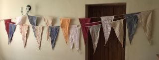 Vintage Wwii Bunting 20 Pastel Flags Each 24”x11” 10.  8m Long Heavy Cotton Vgc