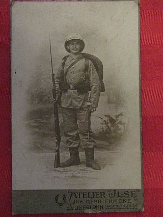 Wwi German Photo Cdv Of Colonial Africe Soldier W/ Pith Helmet Scarce