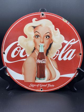 1951 Vintage Style  Coca - Cola  Porcelain Dealer Advertising Sign 12 Inch