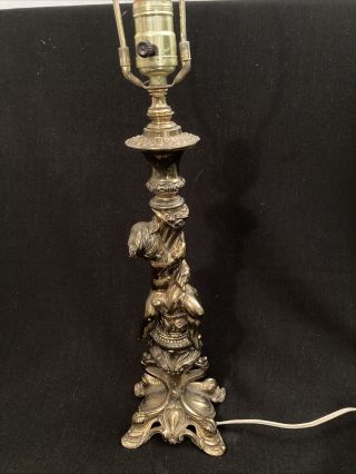 Antique L&l Wmc Nude Child/cherub Cast Bronze Lamp 27” Tall Art Nouveau Great