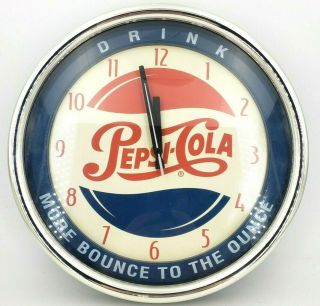 Vintage Pepsi Drink More Bounce To The Ounce Wall Mount Battery Powered Clock