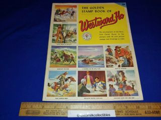 Vintage 1954 The Golden Play Book Of Westward Ho Stamps In Book Cowboys
