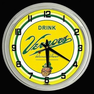 16 " Vernors Deliciously Different Ginger Ale Sign Yellow Neon Clock