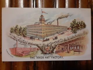 Rare 1890 St Marks Av Knox Hat Factory Prospect Heights Brooklyn Nyc Trade Card