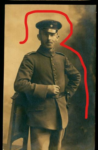 Wwi German Postcard,  Hesse Infantry Soldier In Field Grey