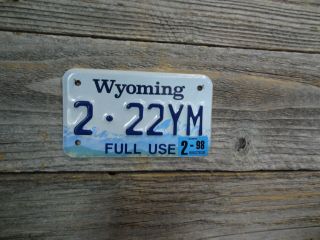1998 Wyoming Dealer Motorcycle License Plate Embossed License Plate