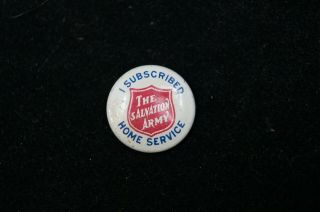 Ww1 The Salvation Army I Subscribed Home Service Button Pin 1917 Dated