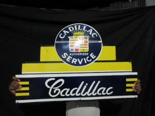 Porcelain Cadillac Service Enamel Sign Size 36 " X 24 " Inches