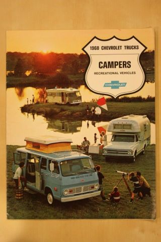 Vintage 1968 Chevrolet Trucks Campers Camper Trailer Brochure Travel Camping