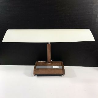 Vintage Mid Century Panasonic Gooseneck Wood Fluorescent Desk Lamp Fs - 234e