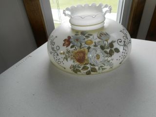 Vintage 10 " Fitter Large White Floral Gwtw Hurricane Glass Globe Lampshade