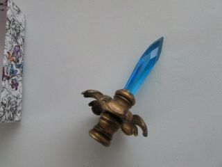 Vintage Blue Glass Lamp Finial Screw On Approx 4 " Tall
