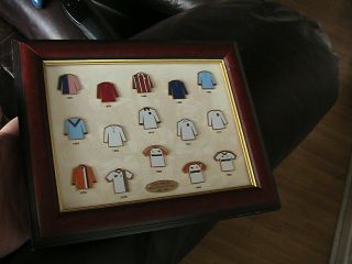 Framed Luton Town Football Club Vintage Shirt Kit Pin Badges 1885 - 1985 Ltfc