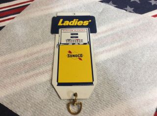 Vintage Sunoco Gas Station Key Ring Fob Ladies Restroom Tag Pump Sign