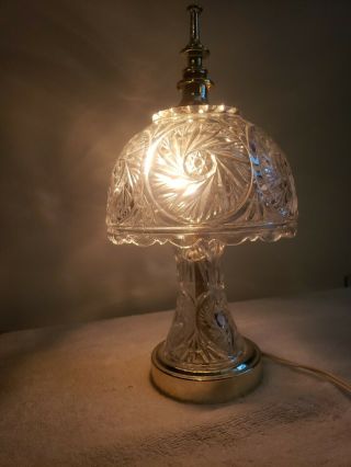 Vintage Crystal Glass Lamp Brass Base 12 " Tall Underwriter Laboratories