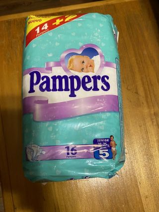 Vintage Pampers Size 5 Diapers Plastic Backed Europe