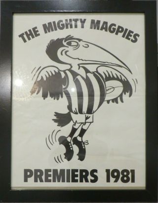 1981 Port Adelaide Magpies Sanfl Premiership Poster Framed Vintage Football