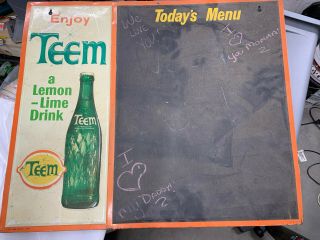Teem Lemon Lime Soda Metal Sign W/chalkboard From Pepsi Cola Company