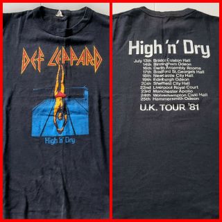 Def Leppard Vintage High N Dry 1981 Uk Tour T Shirt Hysteria Pyromania