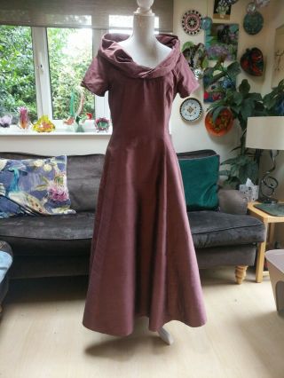 Monsoon Vintage Silk Prom Dress / Ball Gown Uk 12/14 Claret,  Net,  Tres Chic