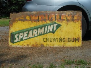 Rare 1947 Wrigleys Spearmint Gum Large 59 " X 28 " Tin Sign
