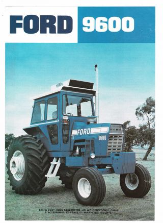 Orig 1976 Ford 9600 Tractor Australian Specifications Brochure,  Ford Australia