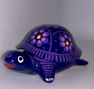 Vintage Talavera Turtle,  Ceramic Mexican Decor,  Jewlery Box,  Trinket Dish