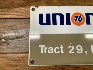 Porcelain UNION 76 Tract 29 - Well No 1 Lease Sign 14” x 8” 2