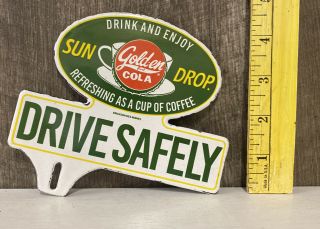 Sun Drop Cola Porcelain Metal Sign Soda Pop Can Bottle Beverage Drink Gas Oil