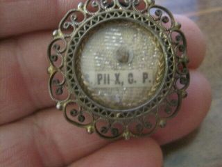 Vintage 800 Silver J First Class Relic S.  Pii X C.  P.  Pope Pius Wax Seal
