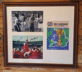 Vintage 1966 World Cup - Jules Rimet Football England Signed Programme Framed