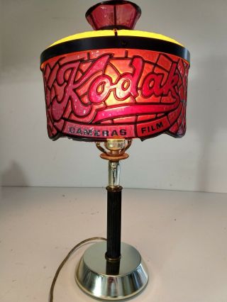 Vintage Tiffany Style Kodak Advertising Adjustable Lamp Round Plastic Shade