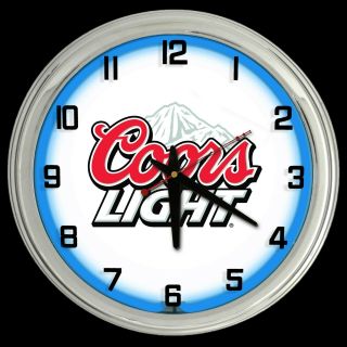 16 " Coors Light Beer Sign Blue Neon Clock Man Cave Garage Bar