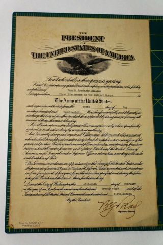 President Calvin Coolidge 1928 Army Medical Corp Appointment Document