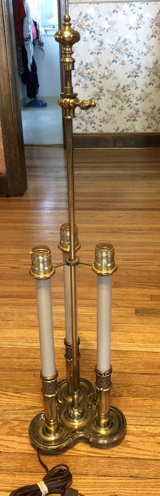 Vintage Stiffel Brass Bouillotte 3 Candle Desk Table Lamp No Shade,  30” Tall