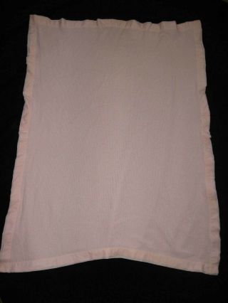 Vintage Baby Morgan Pink Blanket Acrylic Thermal Waffle Weave Nylon Trim Flaw 2