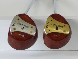 Vintage Refinished Macgregor Jack Nicklaus Persimmon 1 And 3 Woods Golf Clubs