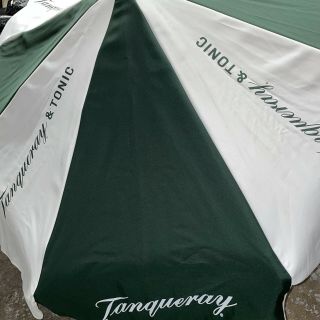Tanqueray Gin Liquor Green & White Patio Umbrella Wood Frame & Pole