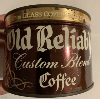 Vintage 1957 Old Reliable Coffee Tin Can Nos Full Key Wind