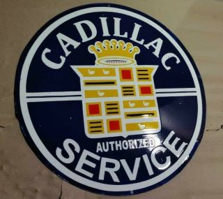 Porcelain Cadillac Services Enamel Sign Size 30 " Inches Double Sided