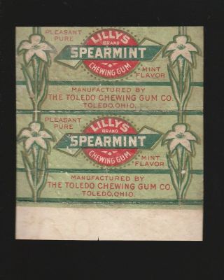 Advertising Chewing Gum Wrapper Label - - - Lilly Toledo Gum Company 1920 