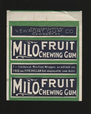Advertising Chewing Gum Wrapper Label - - - Milo Newport Gum Company 1920 