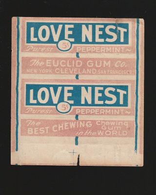 Advertising Chewing Gum Wrapper Label - - - Love Nest Euclid Gum Co.  Candy 1930 