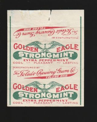 Advertising Chewing Gum Wrapper Label - - - Golden Eagle Toledo Gum Company 1920 